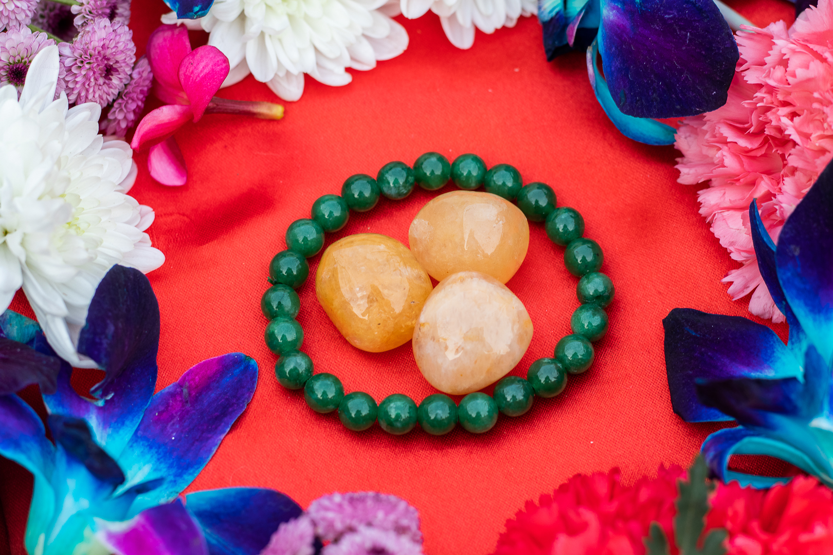 Yellow Jasper Tumbles Green Aventurine Bracelet For Education Concentration