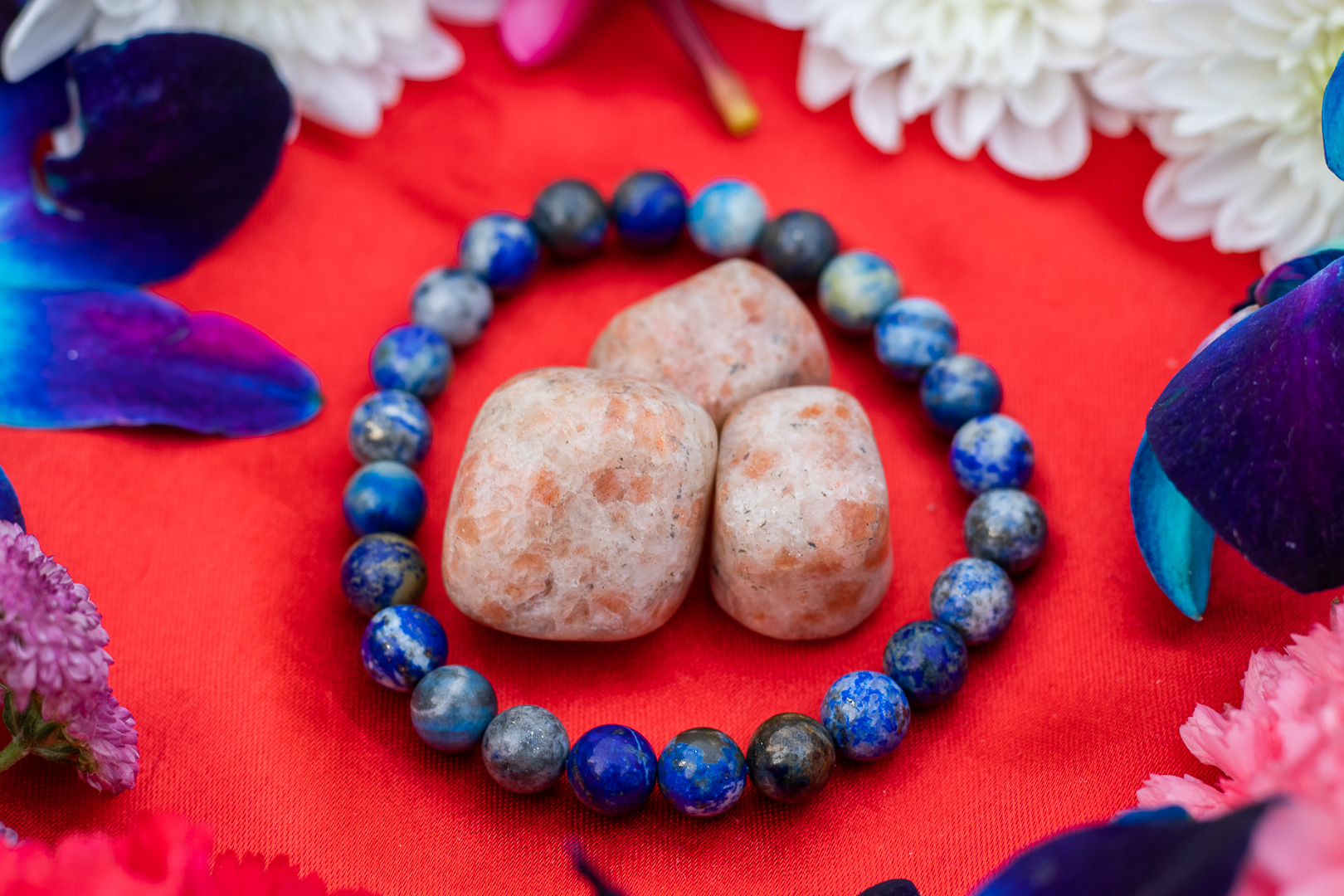 Sun Stone Tumbles Lapis Lazuli Bracelet For Career Growth