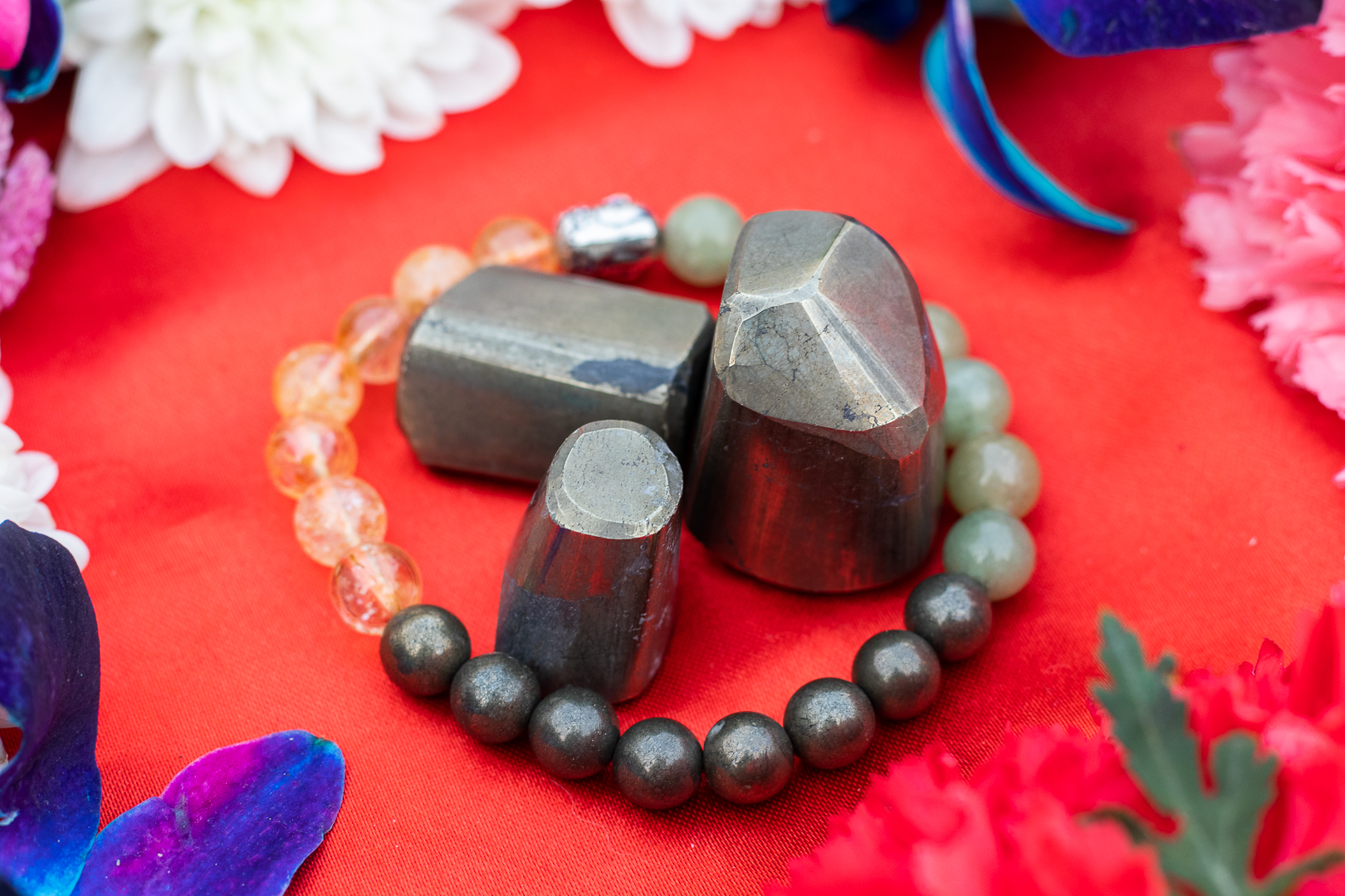 Golden Pyrite Tumbles Money Magnet Bracelet For Busniess Growth