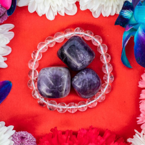 Image of Amethyst Tumbles + Clear Quartz Bracelet (For Good Health)