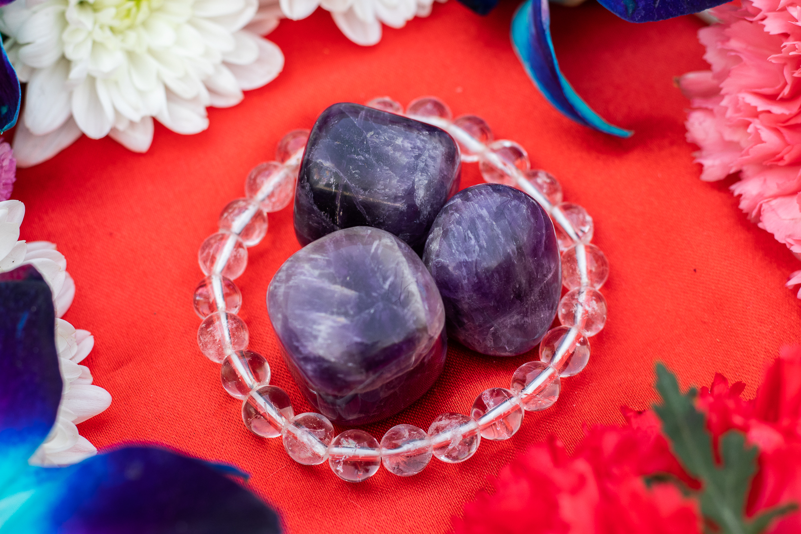 Amethyst Tumbles Clear Quartz Bracelet For Good Health