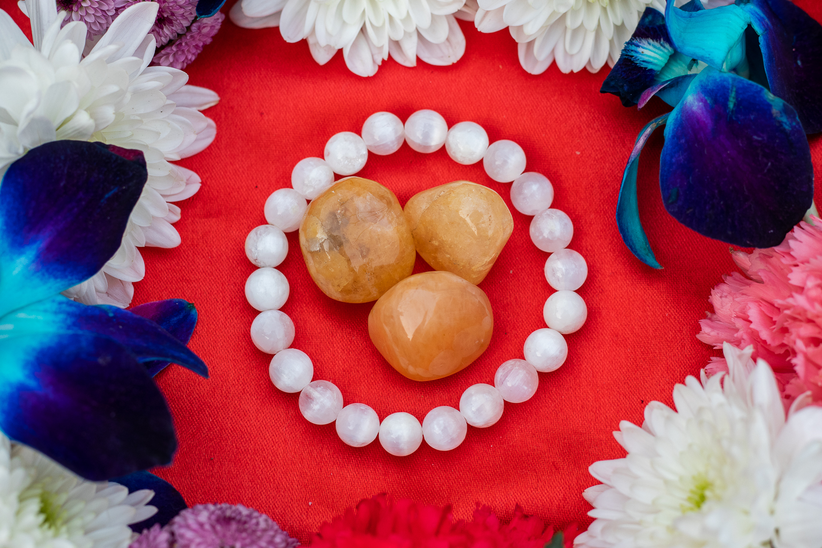 Yellow Jasper Tumbles Selenite Bracelet For Deep Meditation