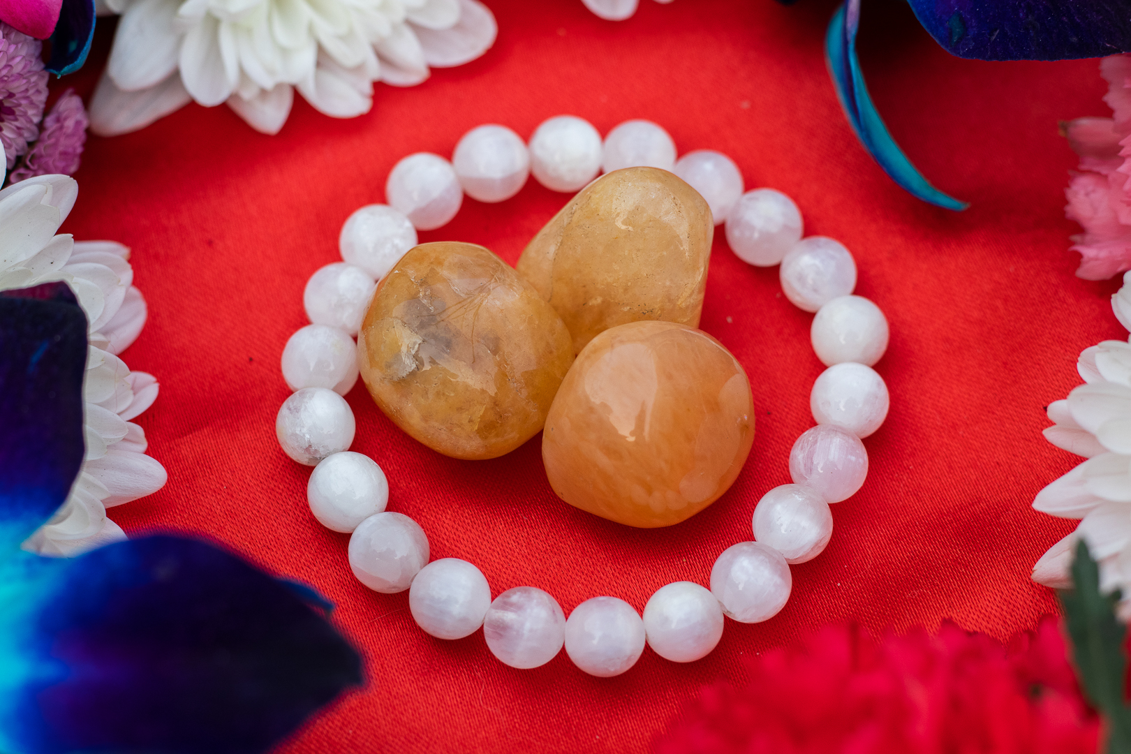 Yellow Jasper Tumbles Selenite Bracelet For Deep Meditation