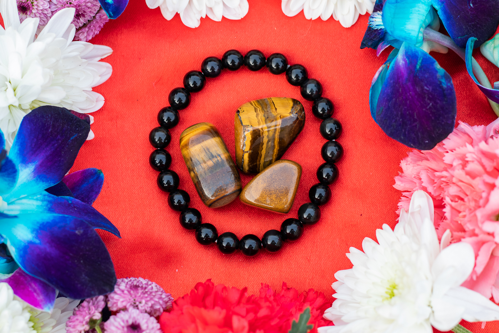 Tiger Eye Tumbles Black Obsidian Bracelet To Protect From Evil Eye