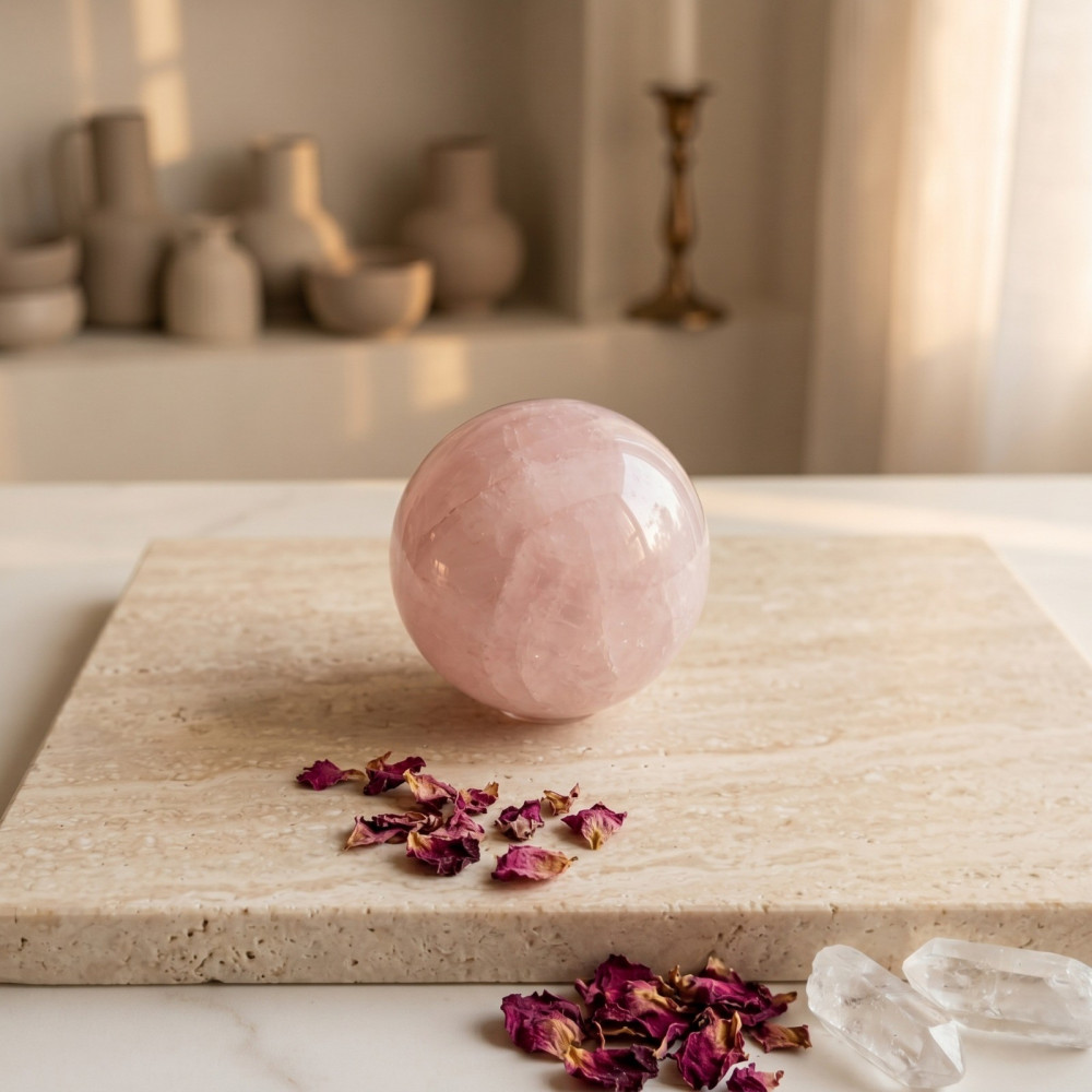Image of Rose Quartz Ball - Stone of universal love &amp; feelings.