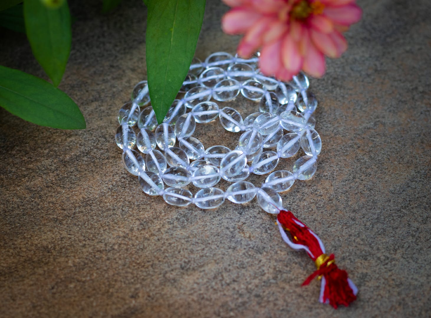 Sphatik Kantha Mala Oval Cut 15 MM - 108 Beads