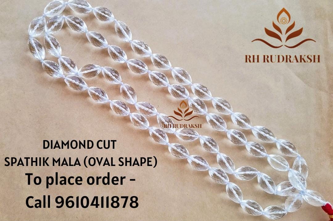 Sphatik Mala Diamond Cut 18MM - 20MM Approx - 54 1 Beads Super Fine Quality