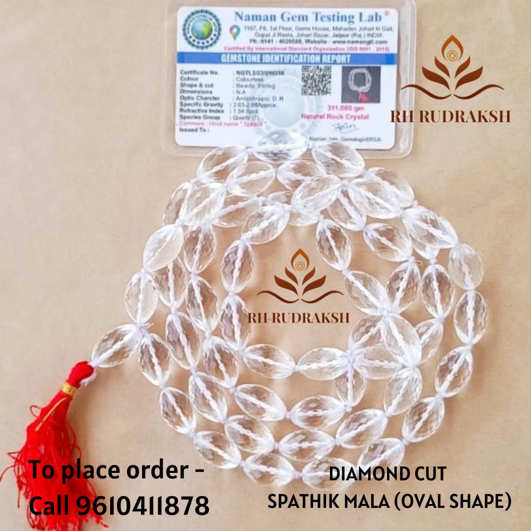 Sphatik Mala Diamond Cut 18MM - 20MM Approx - 54 1 Beads Super Fine Quality