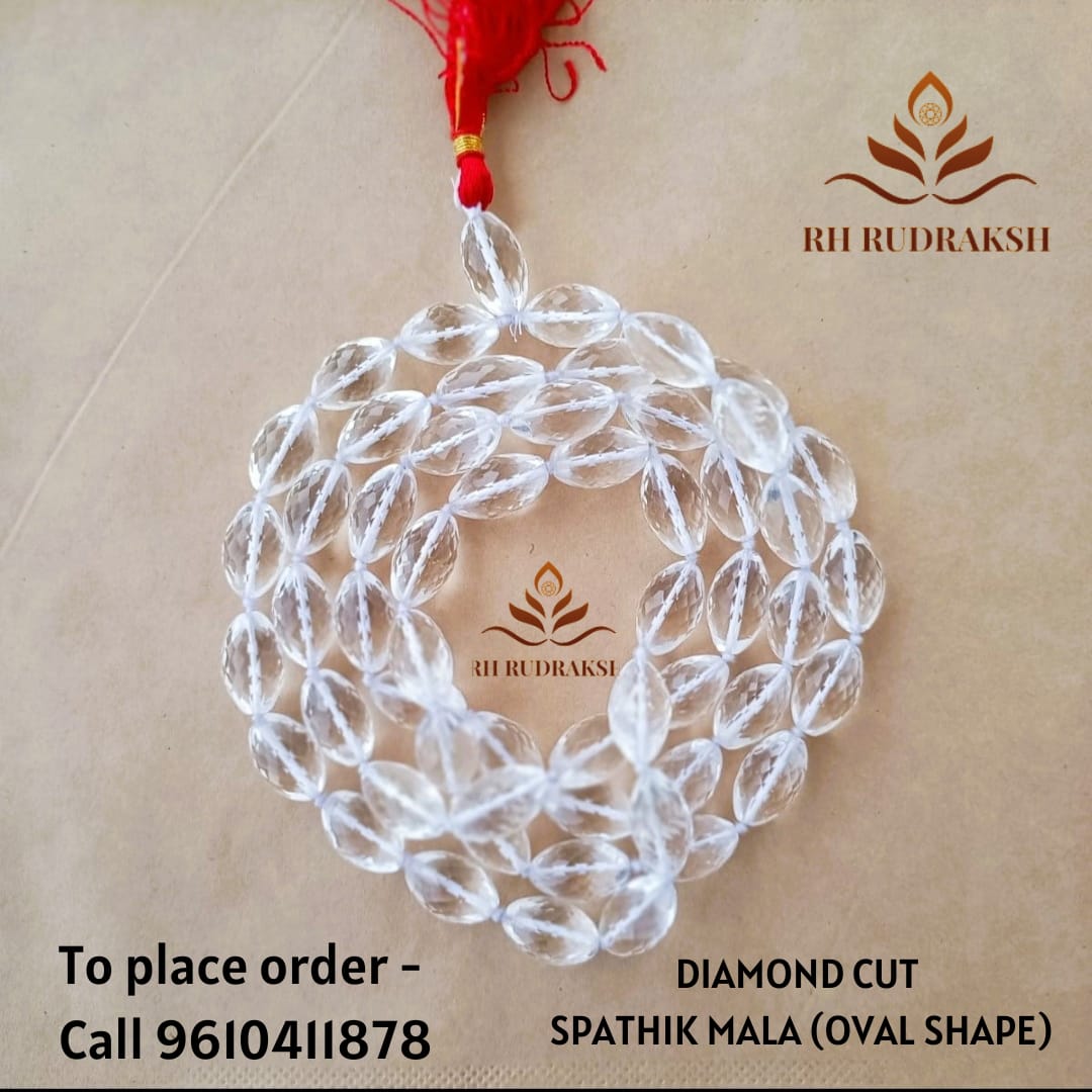 Sphatik Mala Diamond Cut 18MM - 20MM Approx - 54 1 Beads Super Fine Quality