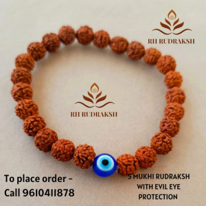 Image of 5 Mukhi Rudraksh Evil Eye Bracelet