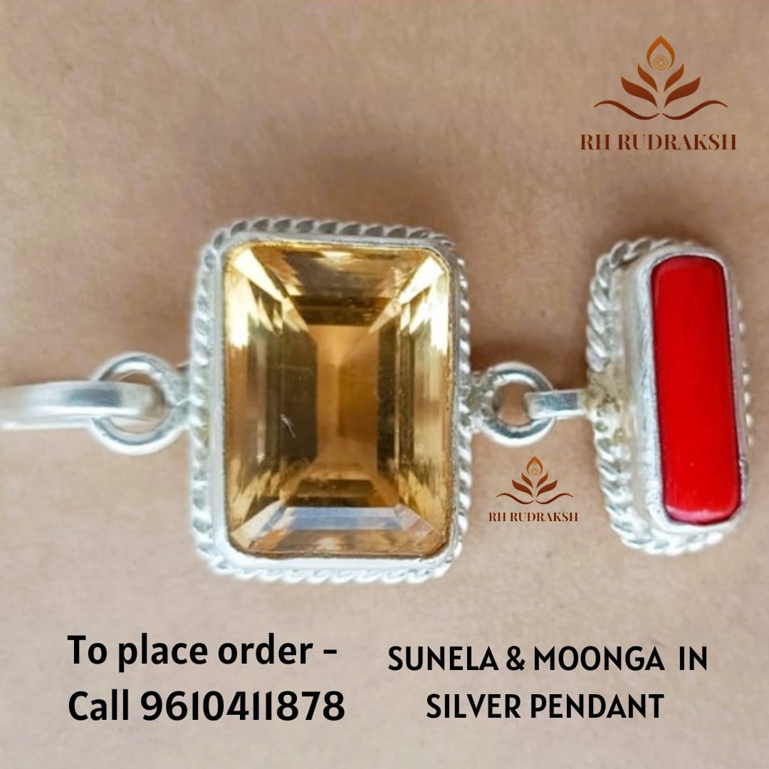 Natural Yellow Citrine Red Coral Pendant