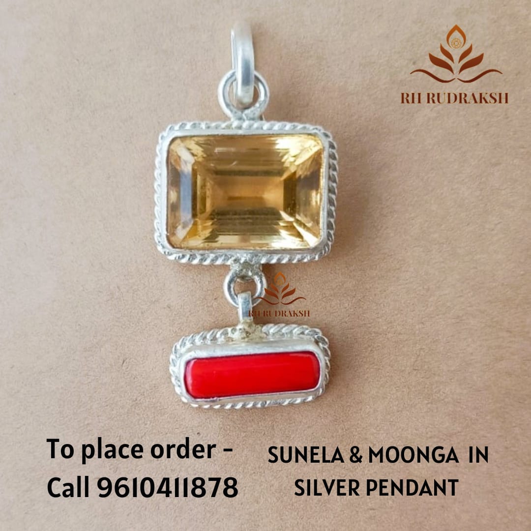 Natural Yellow Citrine Red Coral Pendant