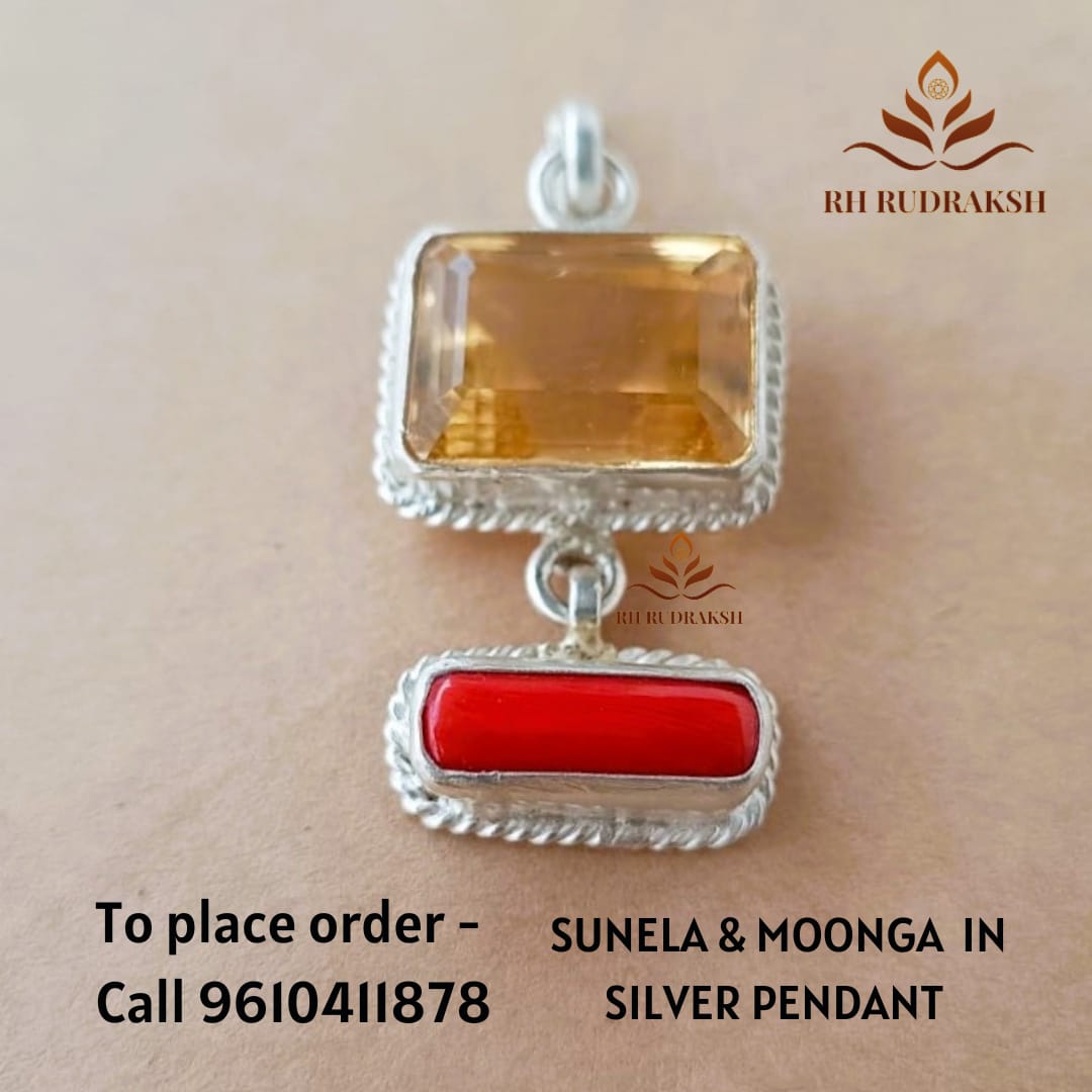 Natural Yellow Citrine Red Coral Pendant