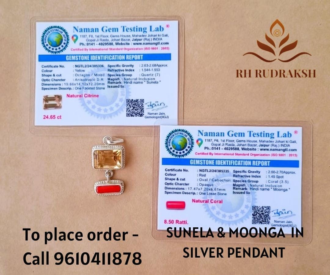Natural Yellow Citrine Red Coral Pendant