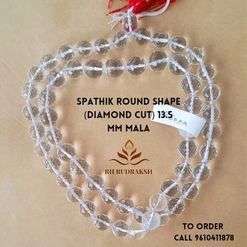 Sphatik Mala Round Beads- Diamond Cut Approx 13-1350 MM - 541 Beads Super Fine Quality