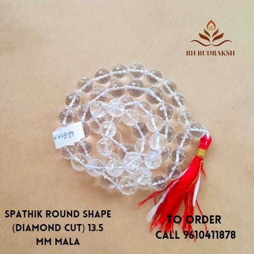 Sphatik Mala Round Beads- Diamond Cut Approx 13-1350 MM - 541 Beads Super Fine Quality