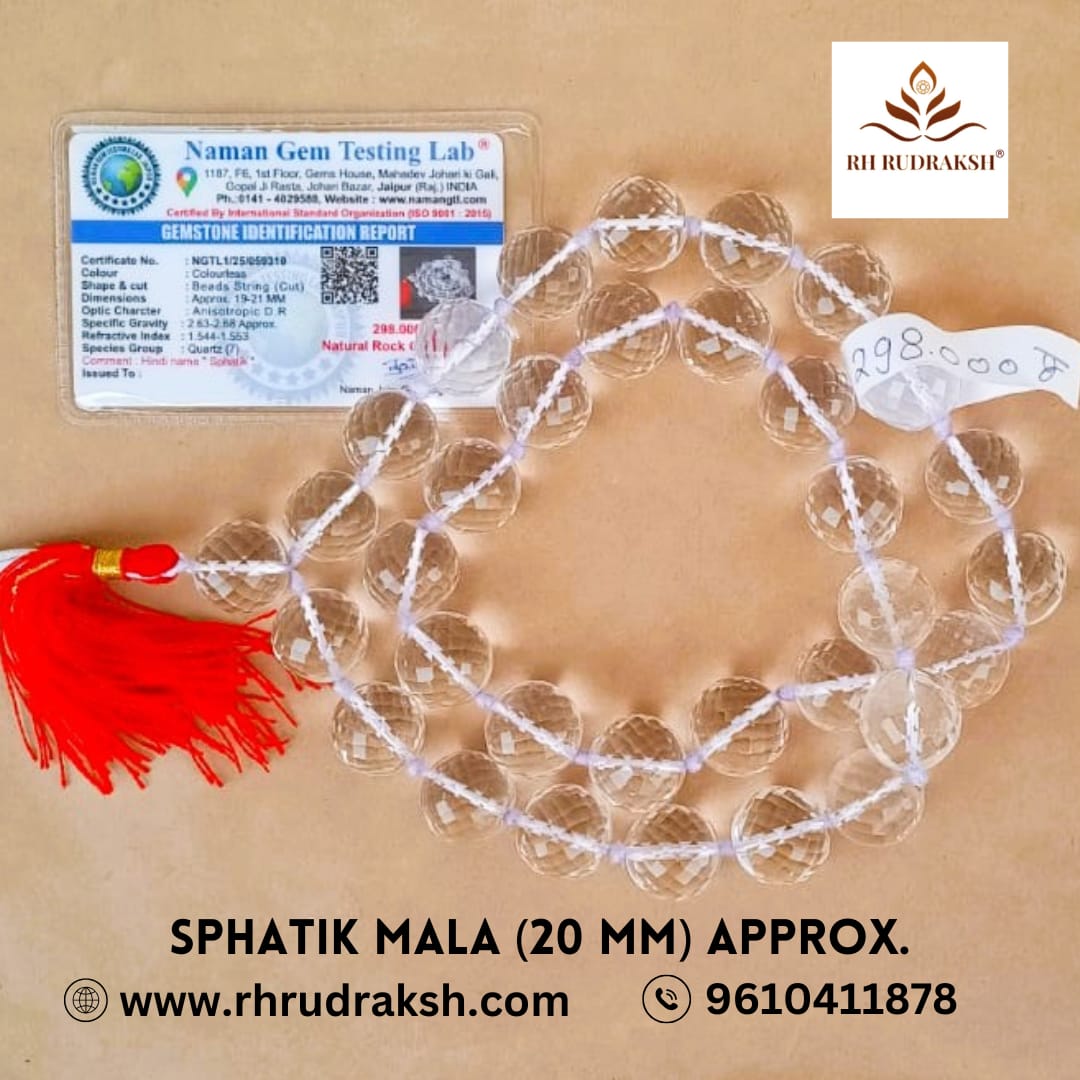 Sphatik Mala Round Beads- Diamond Cut - 20MM Approx 321 Beads