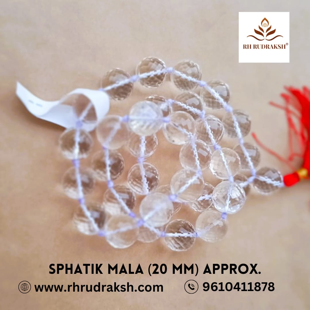 Sphatik Mala Round Beads- Diamond Cut - 20MM Approx 321 Beads