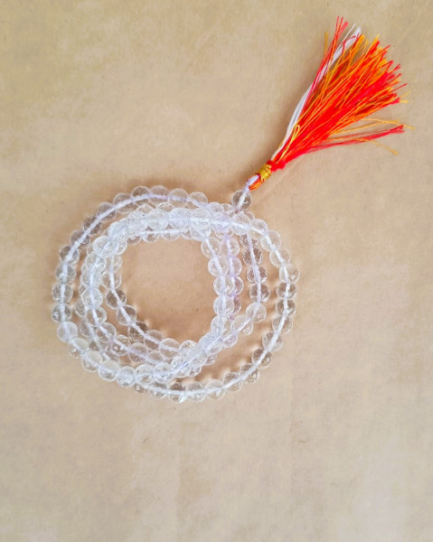 Image of Sphatik Mala (Diamond Cut Beads)  7MM - 108 +1Beads Super Fine Quality