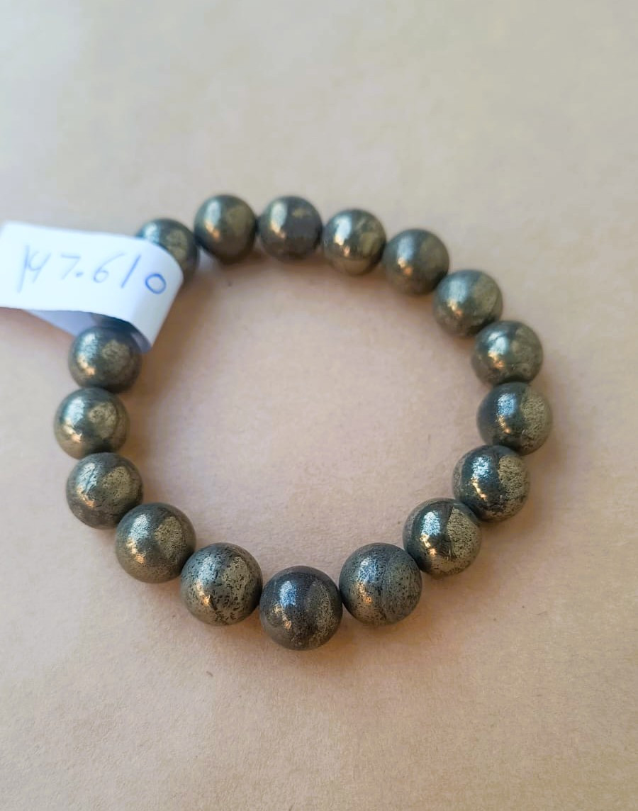 Golden Pyrite Stone Bracelet - 10MM