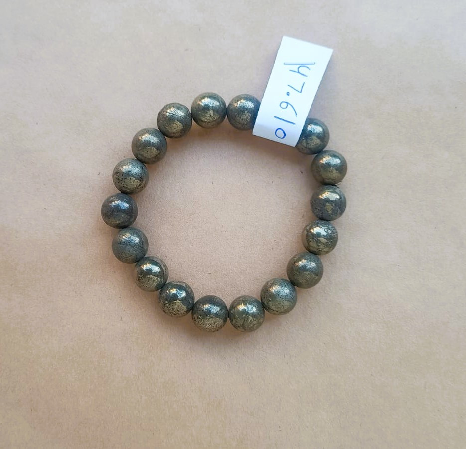 Golden Pyrite Stone Bracelet - 10MM