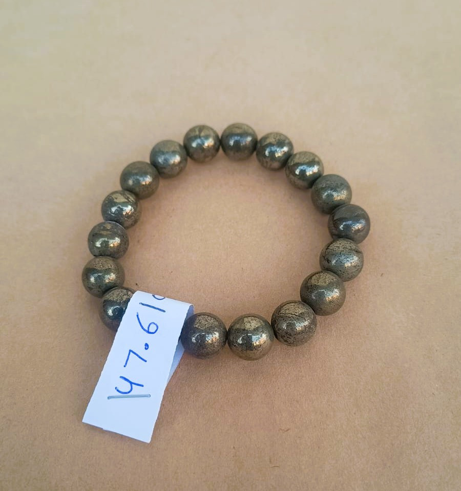 Golden Pyrite Stone Bracelet - 10MM