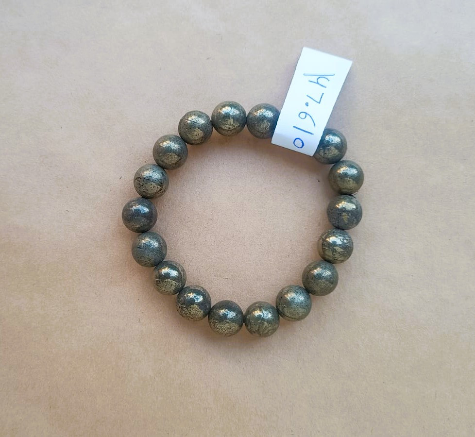 Golden Pyrite Stone Bracelet - 10MM
