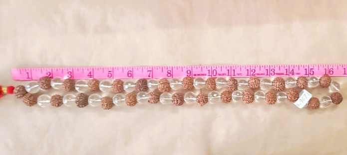 7 Mukhi Nepali Rudraksh Sphatik Mala 541 Bead14 - 145 MM Approx