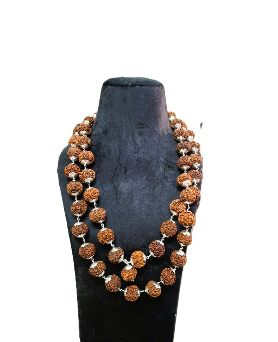 7 Mukhi Nepali Rudraksh Mala  With Silver Capping 541 Beads 19-20MM Approx