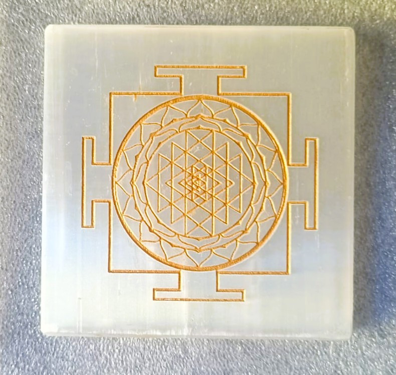 Selenite Shree Yantra Plate