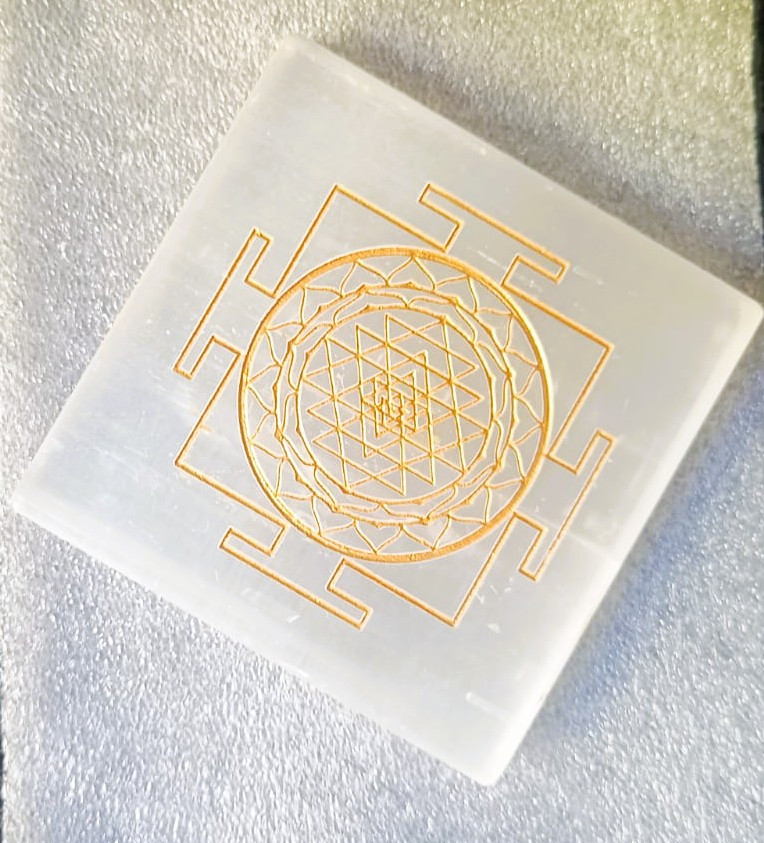 Selenite Shree Yantra Plate