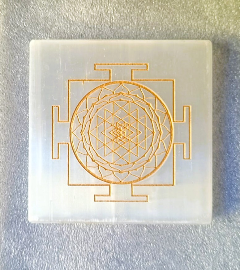 Selenite Shree Yantra Plate