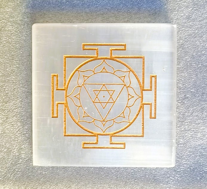 Selenite Ganesh Yantra Plate