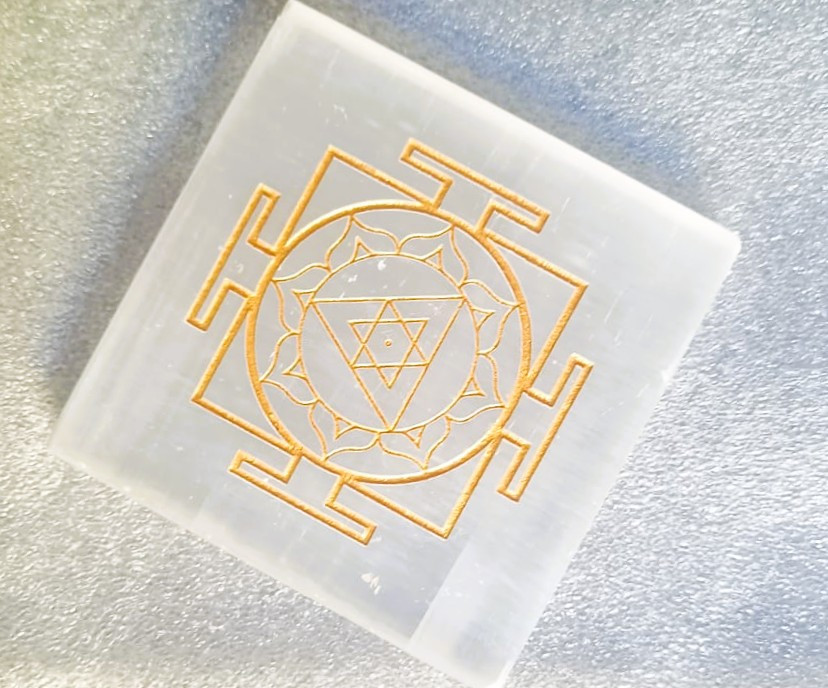 Selenite Ganesh Yantra Plate