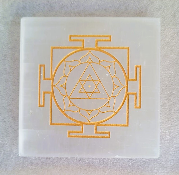 Selenite Ganesh Yantra Plate