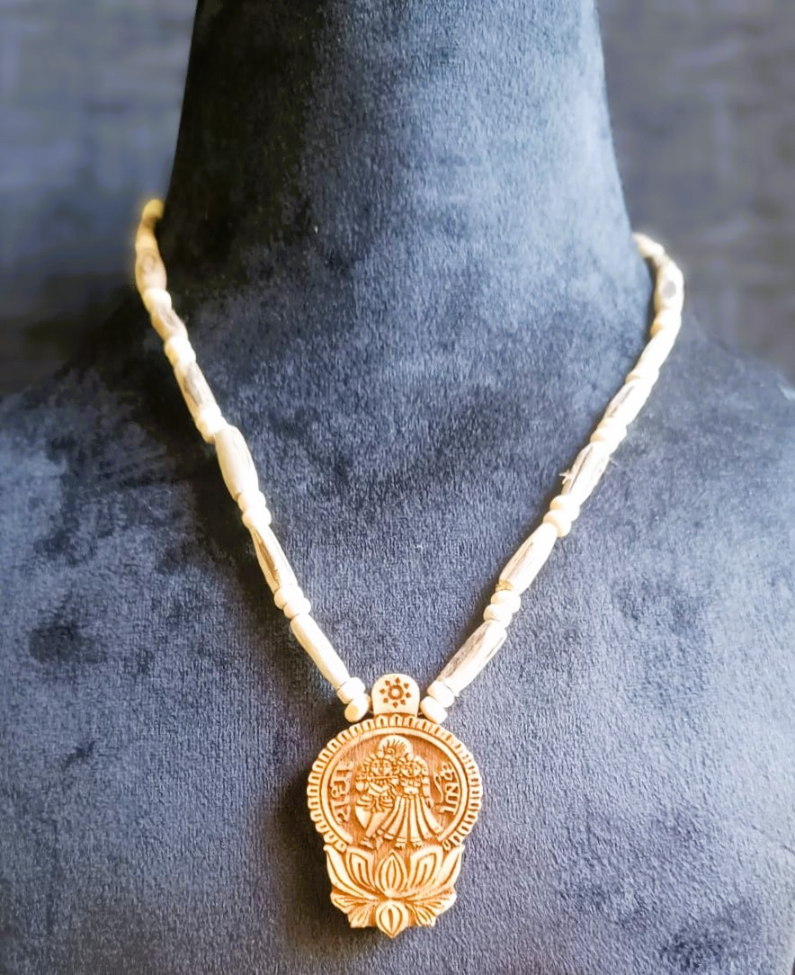 Tulsi Mala - With RADHA KRISHNA Pendant with  LOTUS