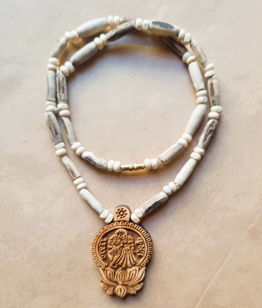 Tulsi Mala - With RADHA KRISHNA Pendant with  LOTUS