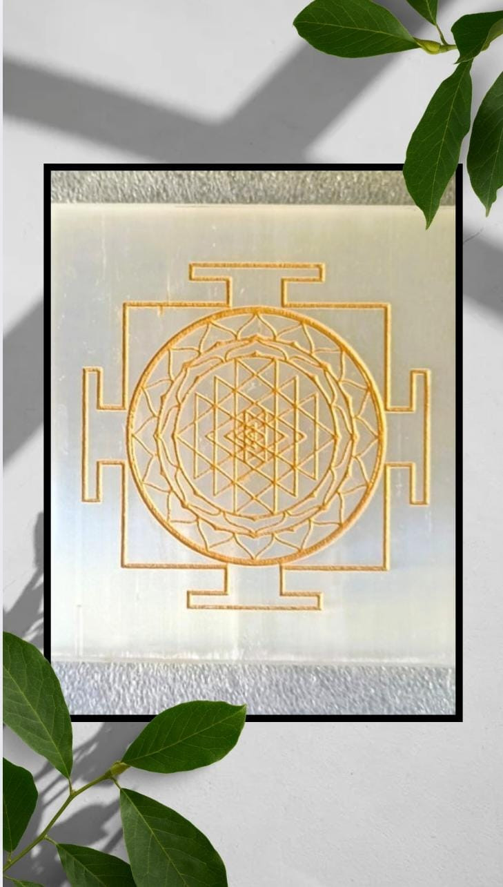 Selenite Shree Yantra Plate