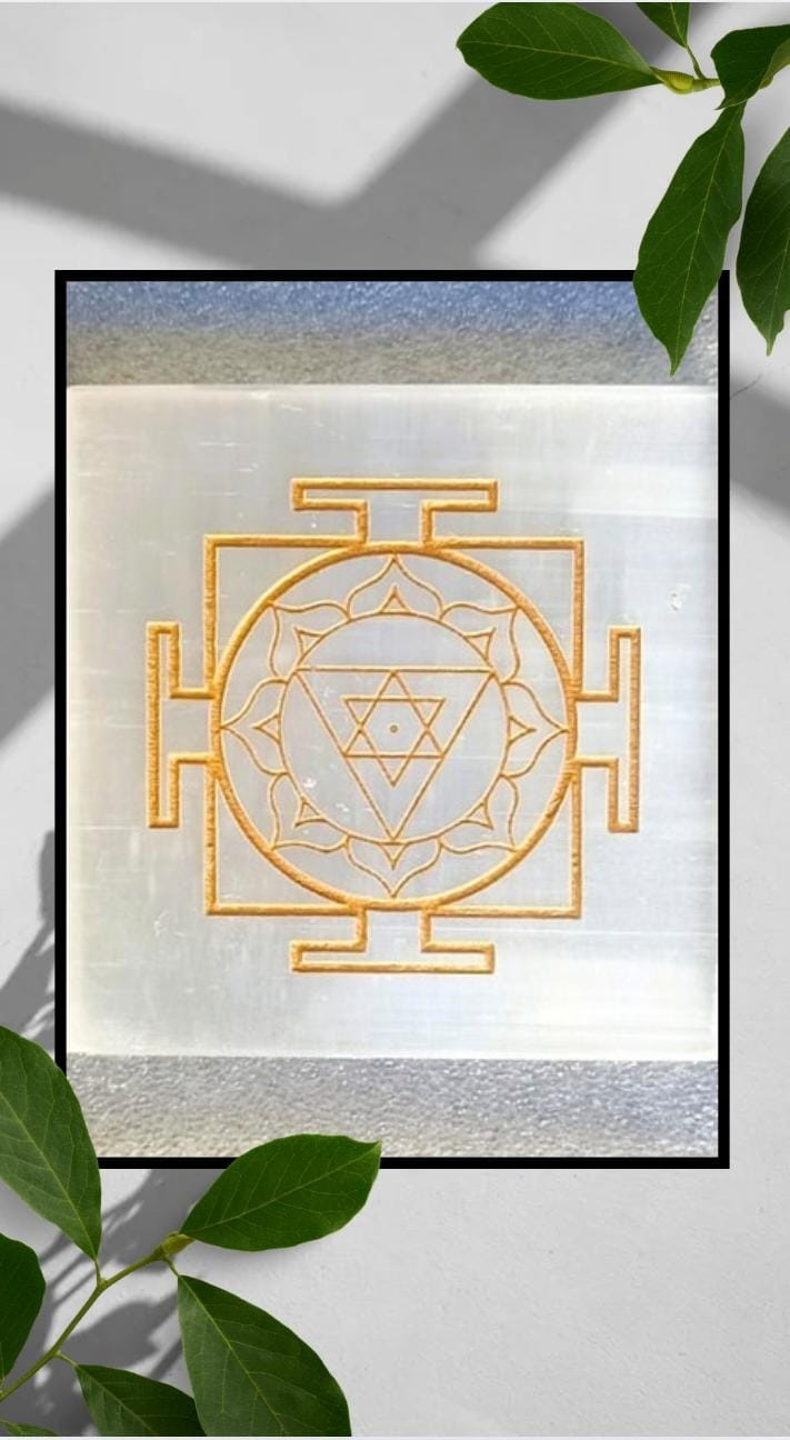 Selenite Ganesh Yantra Plate