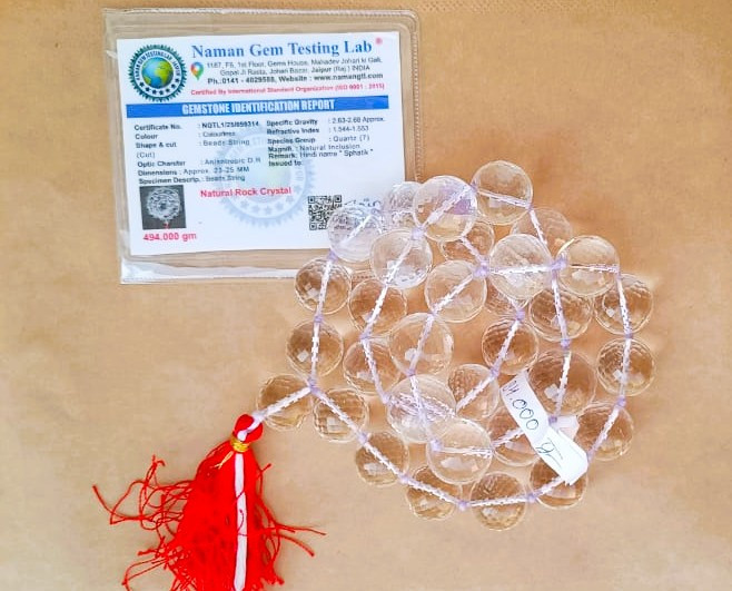 Sphatik Mala Round Beads- Diamond Cut 23 MM - 331 Beads  Super Fine Quality