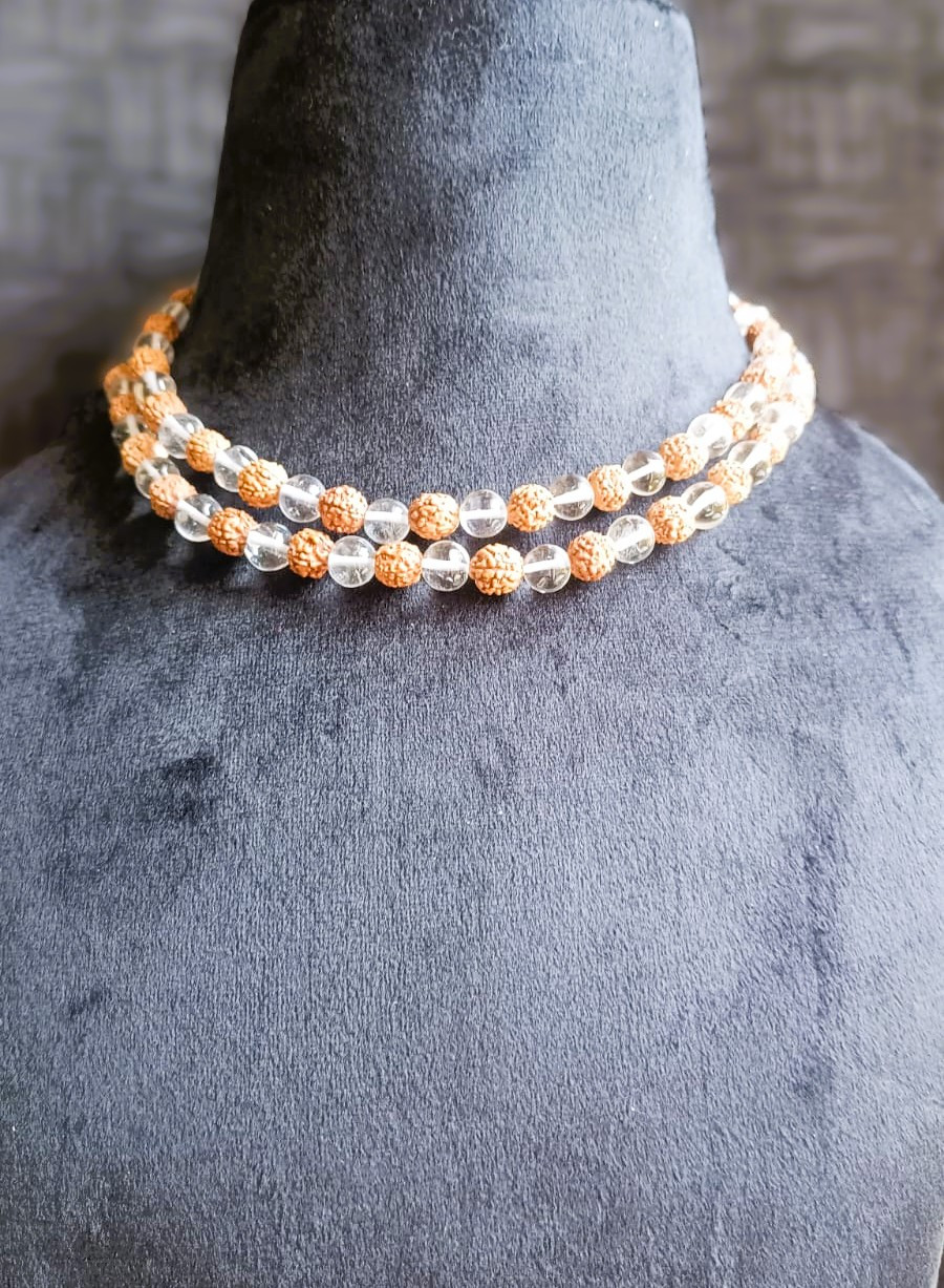 Rudraksh Sphatik Mala8 MM - 1081Beads