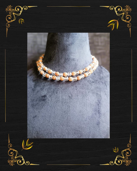 Image of Rudraksh Sphatik Mala(8 MM - 108+1Beads)