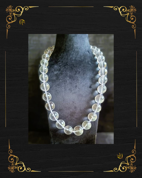 Image of Sphatik Mala (Round Beads- Diamond Cut 23 MM - 33+1 Beads ) Super Fine Quality