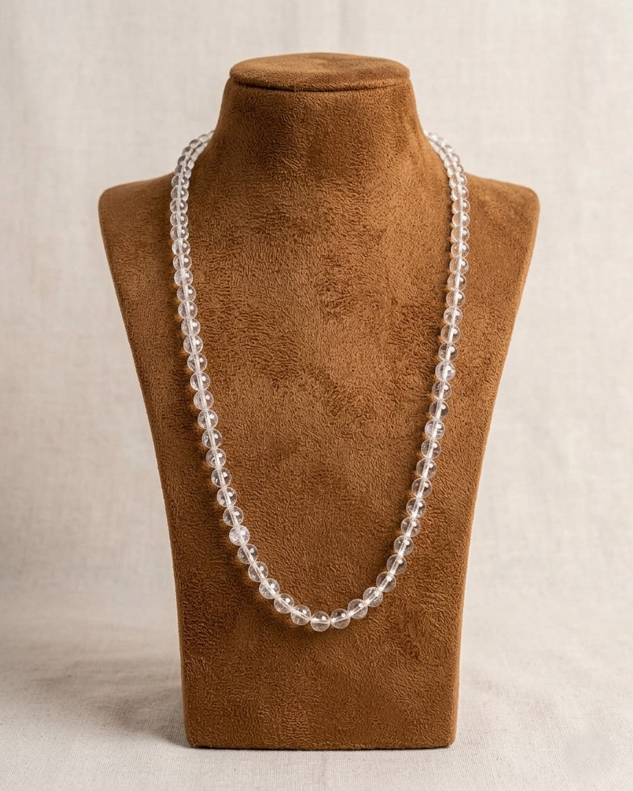 Sphatik Mala Diamond Cut 8MM - 108 1 Beads Super Fine Quality