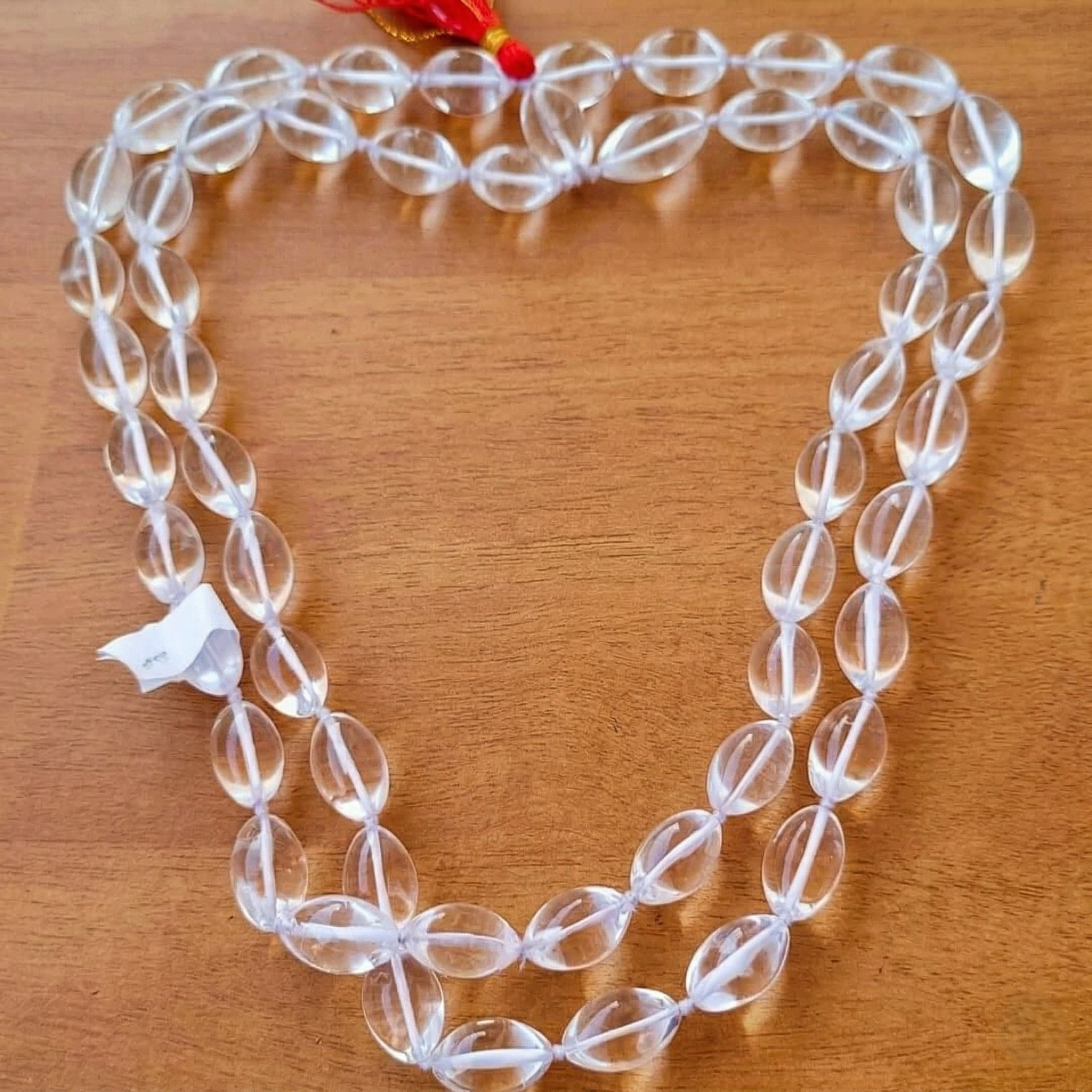 Sphatik Mala Oval Shape 18MM Approx - 54 1 Beads Super Fine Quality