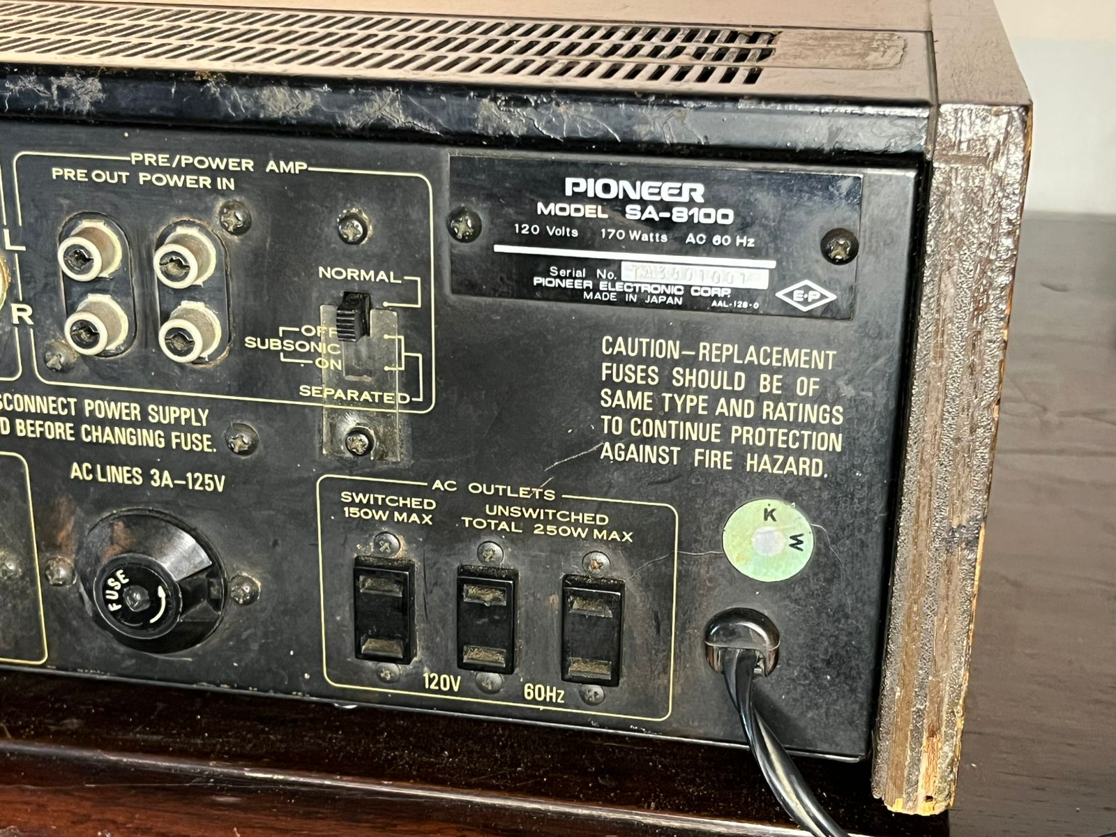 Pioneer SA-8100 Stereo Amplifier