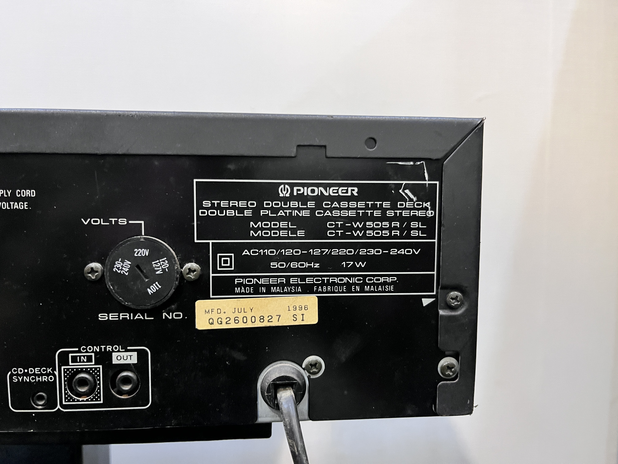 Pioneer casste deck CT W505r