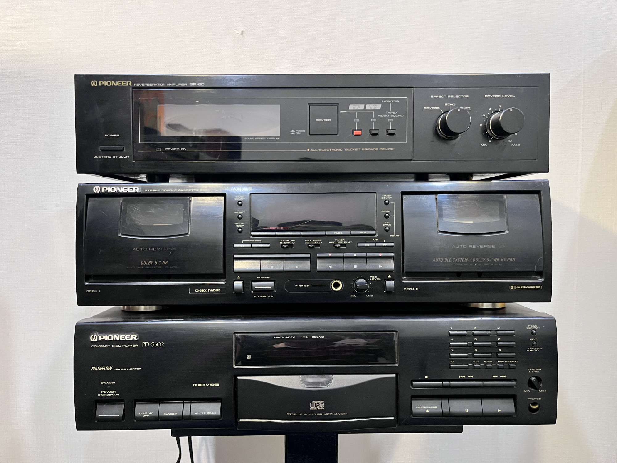 Pioneer CD player PD-S502 double Case deck CT W620R Reverberation amplifier SR-60