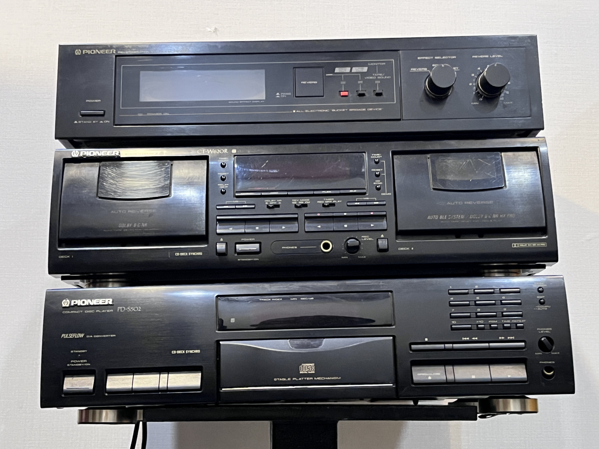 Pioneer CD player PD-S502 double Case deck CT W620R Reverberation amplifier SR-60