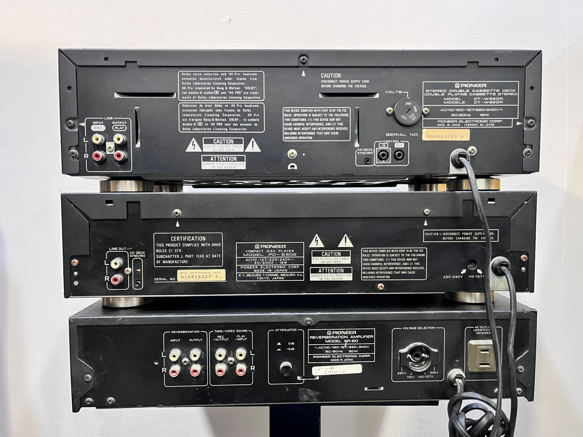 Pioneer CD player PD-S502 double Case deck CT W620R Reverberation amplifier SR-60